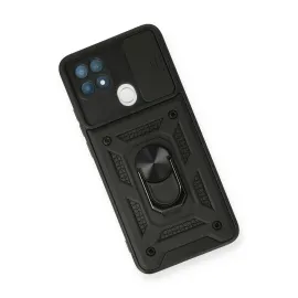 Newface Oppo A15 Kılıf Pars Lens Yüzüklü Silikon - Siyah