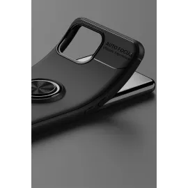 Newface Oppo A73 Kılıf Range Yüzüklü Silikon - Siyah-Kırmızı