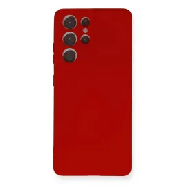 Newface Samsung Galaxy S21 Ultra Kılıf Nano Içi Kadife Silikon - Kırmızı