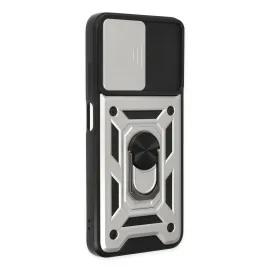 Newface Xiaomi Poco M5 Kılıf Pars Lens Yüzüklü Silikon - Gümüş