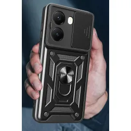 Newface Xiaomi Poco X7 Pro Kılıf Pars Lens Yüzüklü Silikon - Lacivert