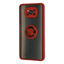Newface Xiaomi Pocophone X3 Kılıf Montreal Yüzüklü Silikon Kapak - Kırmızı