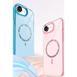 Newface Apple Iphone 16E Live Diamond Magsafe Kapak - Pembe