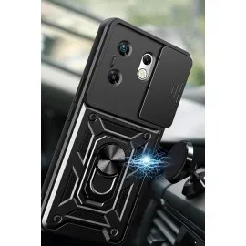 Newface İnfinix Zero 30 4G Kılıf Pars Lens Yüzüklü Silikon - Siyah