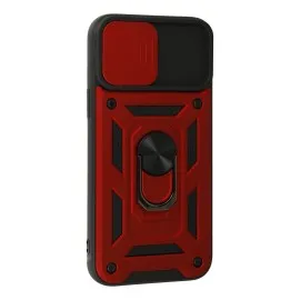 Newface Iphone 13 Pro Max Kılıf Pars Lens Yüzüklü Silikon - Kırmızı