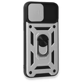 Newface Iphone 15 Pro Max Kılıf Pars Lens Yüzüklü Silikon - Gümüş