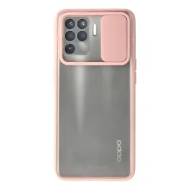Newface Oppo Reno 5 Lite Kılıf Palm Buzlu Kamera Sürgülü Silikon - Pembe