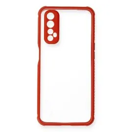 Newface Realme 7 Kılıf Miami Şeffaf Silikon - Kırmızı