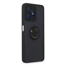 Newface Realme C53 Kılıf Montreal Yüzüklü Silikon Kapak - Siyah