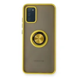Newface Samsung Galaxy A02S Kılıf Montreal Yüzüklü Silikon Kapak - Sarı