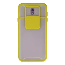Newface Samsung Galaxy J7 Pro / J730 Kılıf Palm Buzlu Kamera Sürgülü Silikon - Sarı