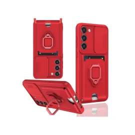 Newface Samsung Galaxy S23 Plus Kılıf Zuma Kartvizitli Yüzüklü Silikon - Kırmızı