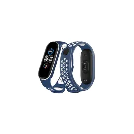 Newface Xiaomi Mi Band 6 Spor Delikli Kordon - Lacivert-Beyaz