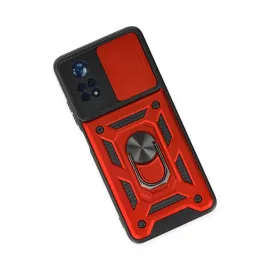 Newface Xiaomi Poco X4 Pro 5G Kılıf Pars Lens Yüzüklü Silikon - Kırmızı