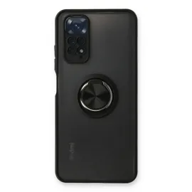 Newface Xiaomi Redmi Note 11 Kılıf Montreal Yüzüklü Silikon Kapak - Siyah