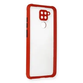 Newface Xiaomi Redmi Note 9 Kılıf Miami Şeffaf Silikon - Kırmızı