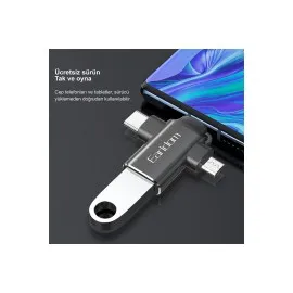 Earldom Ot80 3In1 Otg Dönüştürücü - Siyah