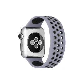 Newface Apple Watch 38mm Ayarlı Delikli Silikon Kordon - Gri-Siyah