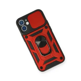 Newface iPhone 11 Kılıf Pars Lens Yüzüklü Silikon - Kırmızı