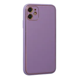 Newface Iphone 12 Kılıf Coco Deri Silikon Kapak - Lila