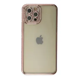 Newface Iphone 12 Pro Kılıf Joke Taşlı Silikon - Pembe