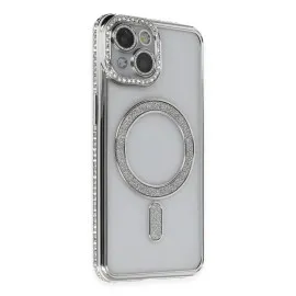 Newface Iphone 14 Kılıf Joke Simli Magneticsafe Kılıf - Gümüş