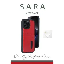 Newface Iphone 15 Pro Max Kılıf Sara Kartvizitli Deri Kılıf - Taba