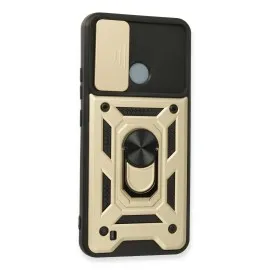 Newface Realme C11 2021 Kılıf Pars Lens Yüzüklü Silikon - Gold