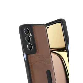 Newface Realme C65 Sara Kartvizitli Deri Kılıf - Taba