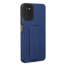 Newface Samsung Galaxy A03S Kılıf Mega Standlı Silikon - Mavi
