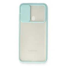 Newface Samsung Galaxy A11 Kılıf Palm Buzlu Kamera Sürgülü Silikon - Turkuaz