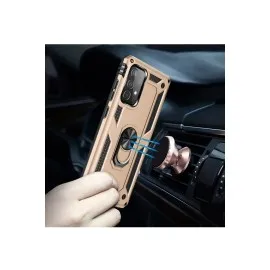 Newface Samsung Galaxy A52 Kılıf Sofya Yüzüklü Silikon Kapak - Gold