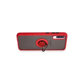 Newface Samsung Galaxy A70 Kılıf Montreal Yüzüklü Silikon Kapak - Kırmızı