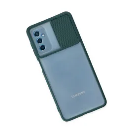 Newface Samsung Galaxy M52 5G Kılıf Palm Buzlu Kamera Sürgülü Silikon - Yeşil