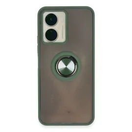 Newface Vivo Y16 Kılıf Montreal Yüzüklü Silikon Kapak - Yeşil