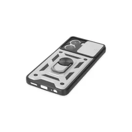 Newface Vivo Y16 Kılıf Pars Lens Yüzüklü Silikon - Gümüş