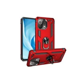 Newface Xiaomi Mi 11 Lite Kılıf Sofya Yüzüklü Silikon Kapak - Kırmızı
