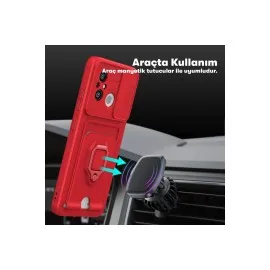 Newface Xiaomi Redmi 12C Kılıf Zuma Kartvizitli Yüzüklü Silikon - Siyah