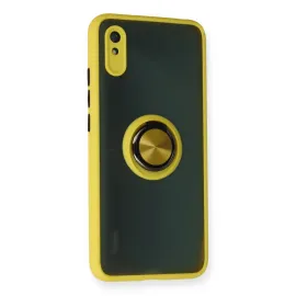 Newface Xiaomi Redmi 9A Kılıf Montreal Yüzüklü Silikon Kapak - Sarı