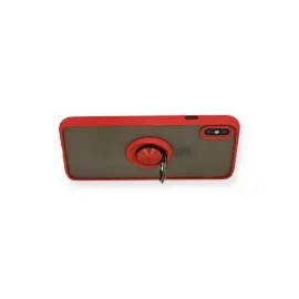 Newface Iphone X Kılıf Montreal Yüzüklü Silikon Kapak - Kırmızı