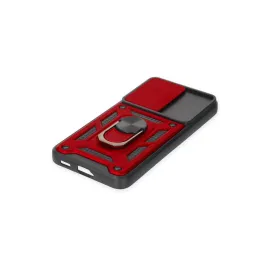 Newface Samsung Galaxy S23 Fe Kılıf Pars Lens Yüzüklü Silikon - Kırmızı