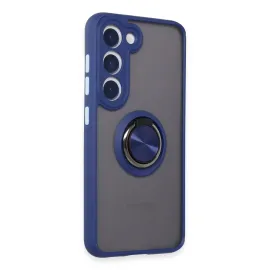 Newface Samsung Galaxy S23 Kılıf Montreal Yüzüklü Silikon Kapak - Lacivert