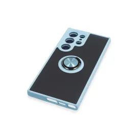 Newface Samsung Galaxy S23 Ultra Kılıf Montreal Yüzüklü Silikon Kapak - Buz Mavi