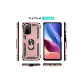 Newface Xiaomi Poco F3 Kılıf Sofya Yüzüklü Silikon Kapak - Rose