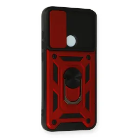 Newface Xiaomi Redmi Note 8 Kılıf Pars Lens Yüzüklü Silikon - Kırmızı