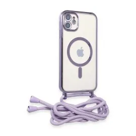 Newface Iphone 11 Kılıf Divo Lazer Askılı Magsafe Kapak - Lila