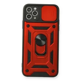 Newface Iphone 11 Pro Max Kılıf Pars Lens Yüzüklü Silikon - Kırmızı