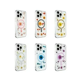 Newface Iphone 14 Pro Kılıf Daisy Simli Magsafe Kapak - Gümüş