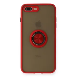 Newface Iphone 7 Plus Kılıf Montreal Yüzüklü Silikon Kapak - Kırmızı