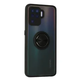 Newface Oppo Reno 5 Lite Kılıf Montreal Yüzüklü Silikon Kapak - Siyah